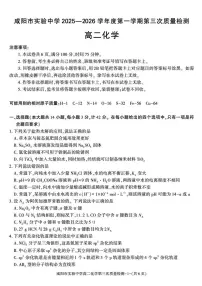 陕西省咸阳市实验中学2025-2026学年高二上学期1月第三次质量检测化学试题（含答案）