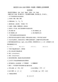 天津市武清区杨村第四中学2025-2026学年高一上学期第二次月考化学试卷
