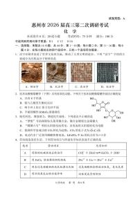 化学-广东省惠州市2026届高三年级上学期第二次调研考试(惠州二调)试卷及答案