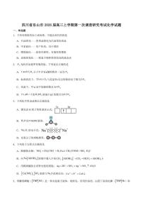 2026届四川省乐山市高三上学期第一次调查研究考试化学试卷（含答案）