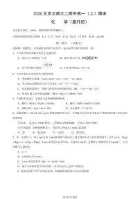 2026北京北师大二附中高一（上）期末化学试卷 有答案