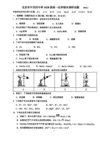 2025-2026学年北京中关村中学高一（上）期末化学（无答案）试卷