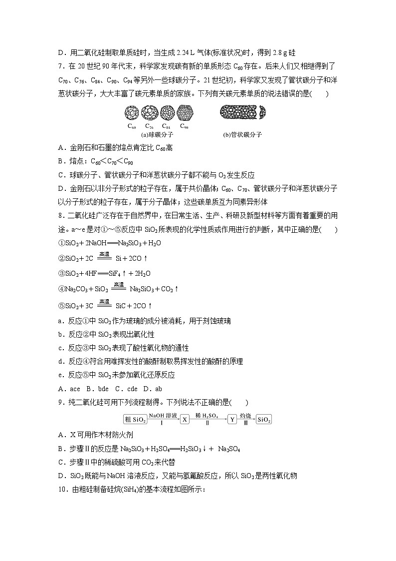 2026高三化学(人教版)一轮复习试题 第五章 第25练 碳、硅 无机非金属材料(含答案)第2页