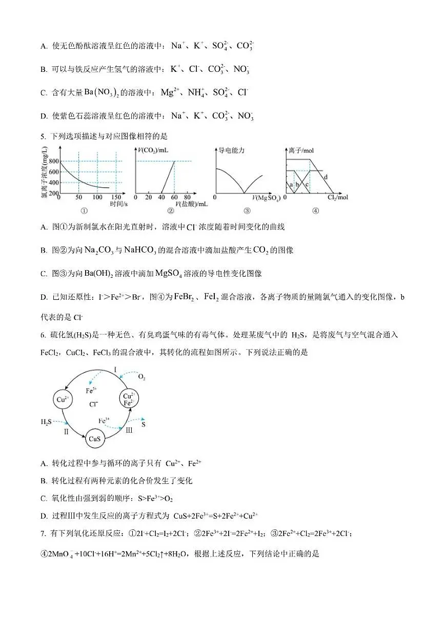 2025-2026学年湖南省衡阳市衡阳县高一上学期1月期末考试化学试题(含答案)第2页