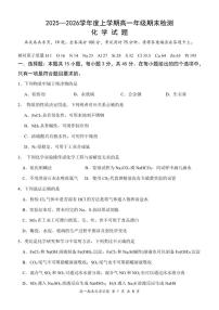 2025-2026学年湖北省华中师大附中上学期高一期末检测化学试题（含答案）
