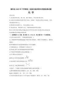 2025-2026学年湖南省衡阳市衡阳县高二上学期1月期末考试化学试题（含答案）