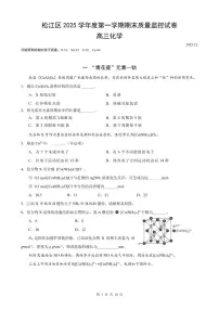 上海市松江区2025-2026学年高三上学期期末质量监控(一模)化学试卷(含答案)