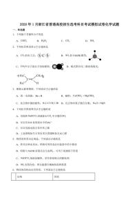 浙江省2025-2026学年高三上学期1月普通高校招生选考科目考试模拟化学试卷（含答案）