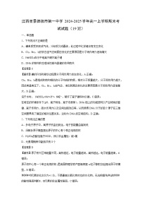 【化学】江西省景德镇市第一中学2024-2025学年高一上学期期末考试试题（19班）（学生版+解析版）