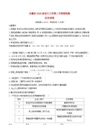 安徽省2026届高三化学上学期1月质量检测试题含解析