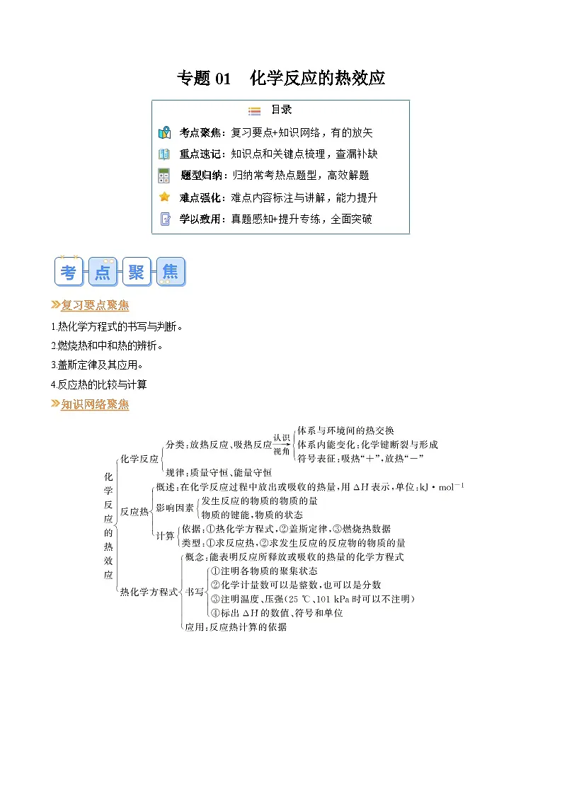 专题01 化学反应的热效应(原卷版)第1页