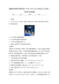 【化学】湖南省常德市汉寿县第一中学2024-2025学年高二上学期1月期末考试试题（学生版+解析版）