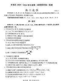 北京市东城区2025-2026学年度第一学期期末统一检测高三化学试卷（附参考答案）