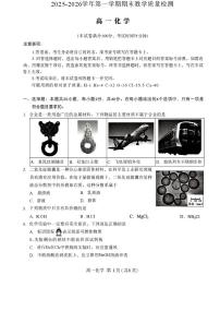 河北省石家庄市2025-2026学年高一第一学期期末教学质量检测化学试题