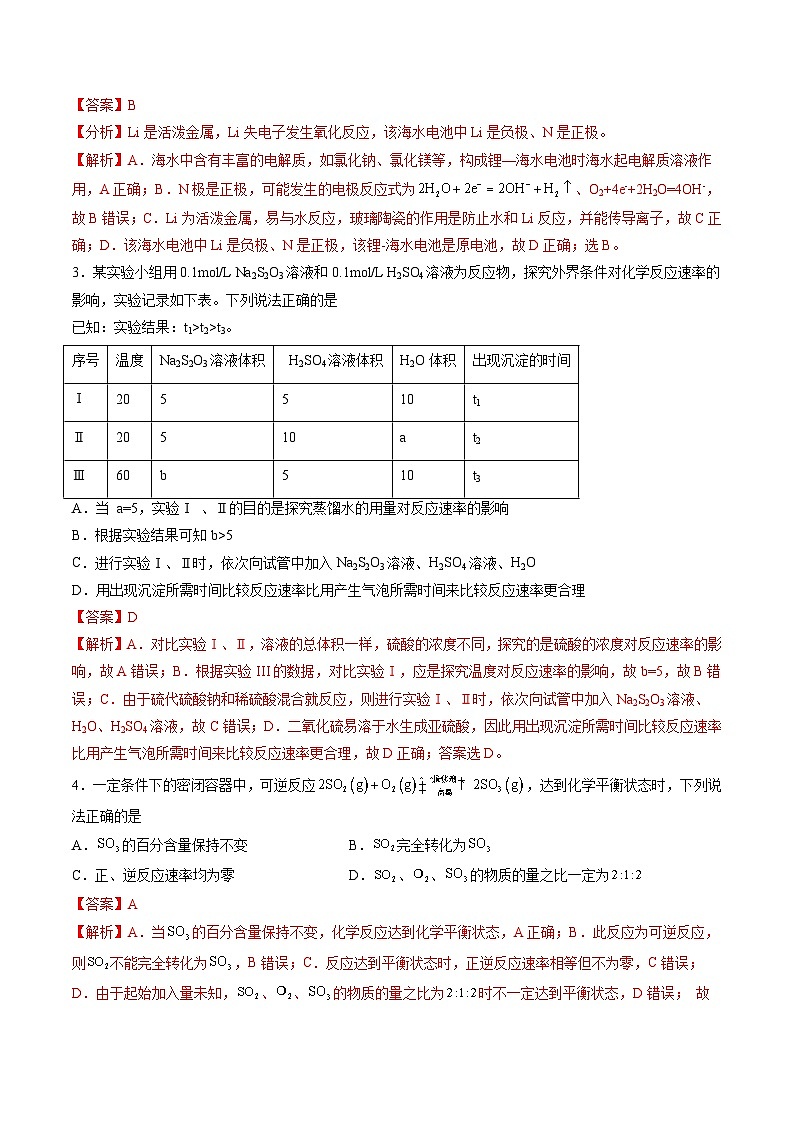 人教版2019化学必修第二册第六章 《化学反应与能量》(单元测试)(解析版)第2页