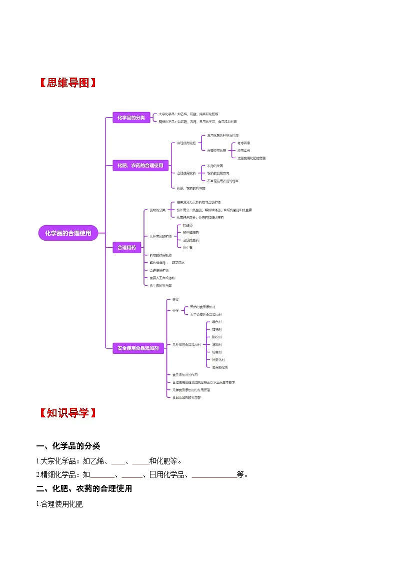人教版2019化学必修第二册8.2 《化学品的合理使用》(原卷版)第2页
