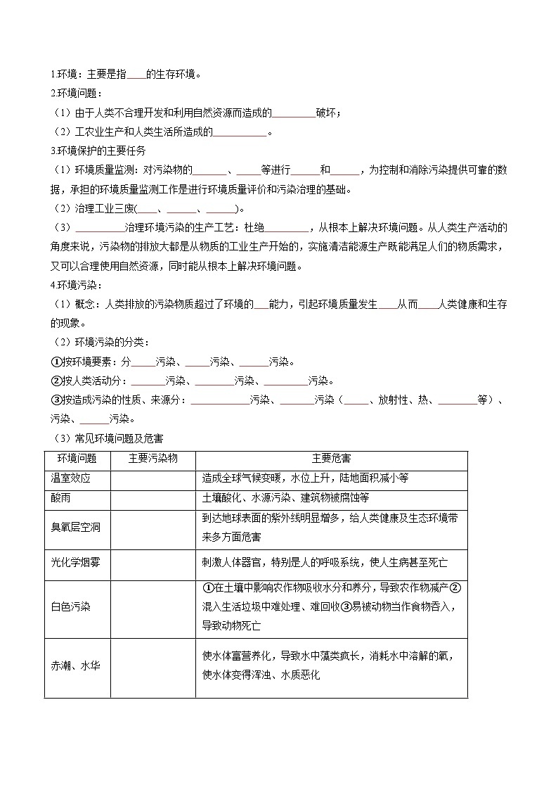 人教版2019化学必修第二册8.3《 环境保护与绿色化学》(原卷版)第3页