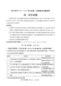 河南省驻马店市2024-2025学年高一上学期1月期末质量监测化学试卷（含答案）