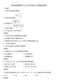 2024-2025学年河北省石家庄市高二下学期开学考试化学试卷