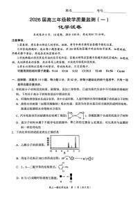 湖南省岳阳市2026届高三上学期一模化学试卷（PDF版附答案）