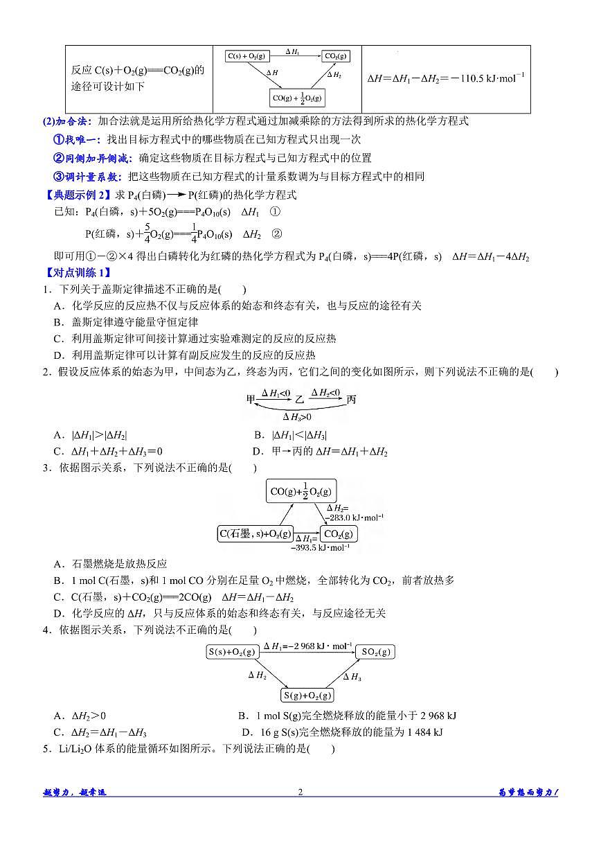 高考化学真题训练~反应热计算归类总结讲义知识清单(共16页)第2页