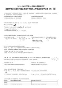 2024~2025学年10月四川成都锦江区成都市锦江区嘉祥外国语高级中学高三上学期周测化学试卷（三）（1）（有答案解析）