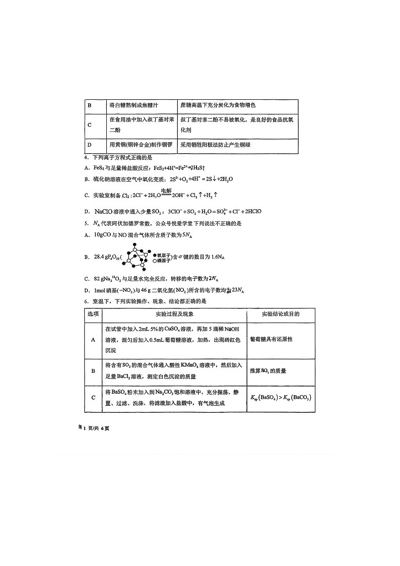 东北师大附中2025-2026学年高三上学期期末化学卷含答案第2页