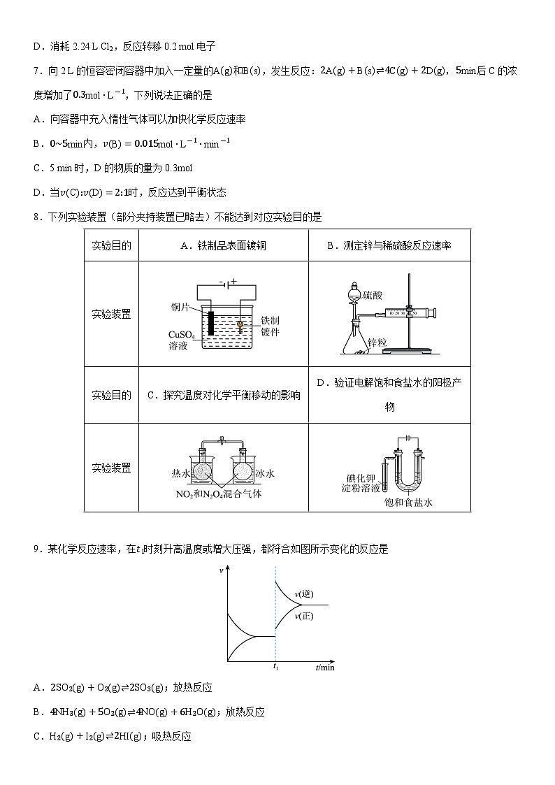 2024-2025学年天津市河东区高二上学期期末质量检测化学试卷(学生版)第2页