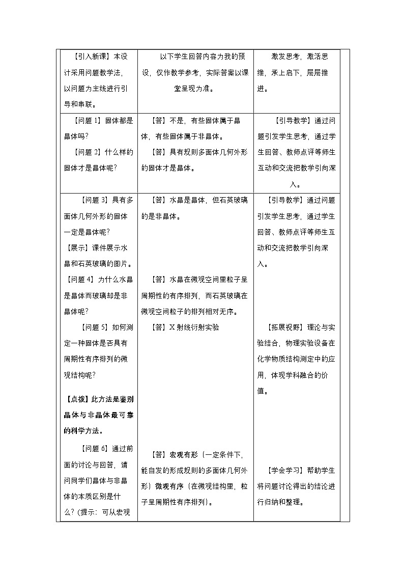 人教版(2019)高中化学选择性必修二 第三章 晶体结构与性质 教案第2页