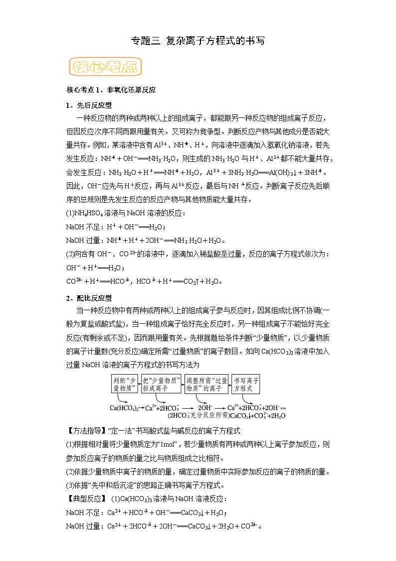 高考化学二轮复习核心考点讲与练专题三 复杂离子方程式的书写(原卷版)第1页