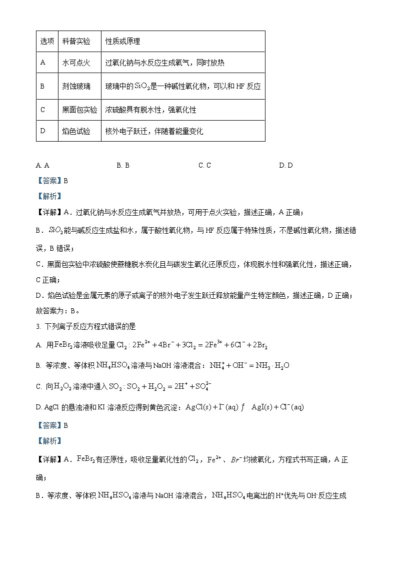 重庆市育才中学2026届高三上学期1月一诊模拟考试 化学试卷 Word版含解析第2页