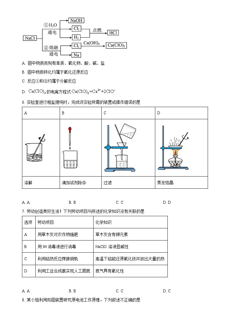 广东省广州市天河区2022-2023学年高一下学期期末考试化学试题(原卷版)-A4第2页