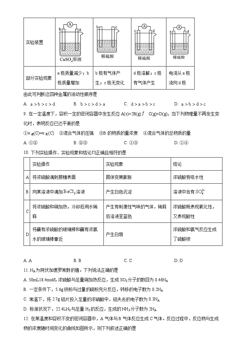广东省揭阳市揭东区第二中学高一下学期期中考试 化学试题-A4第3页