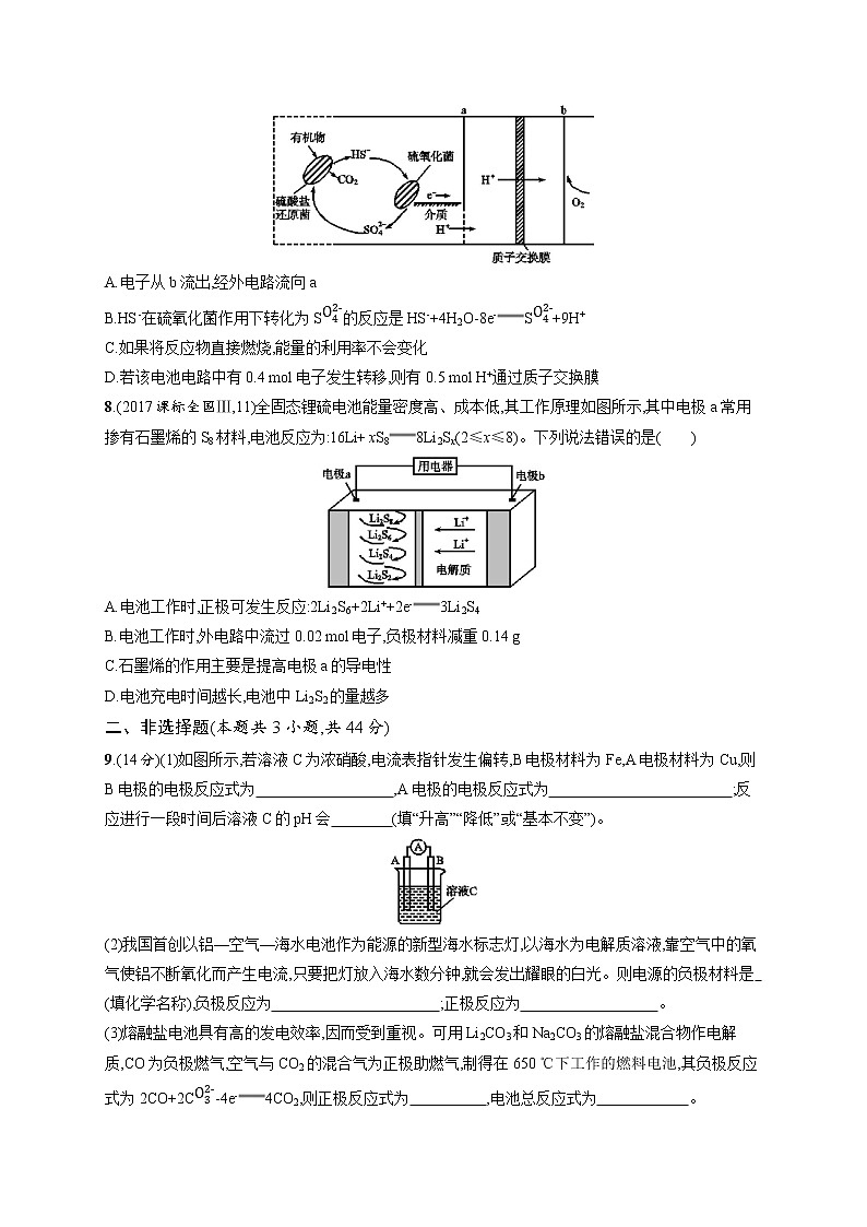 2020人教版高考化学大一轮复习课时训练17 原电池 化学电源03