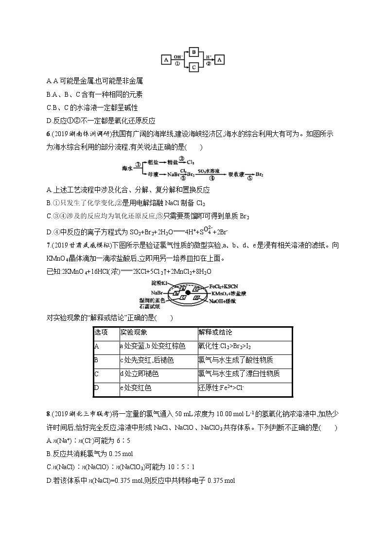 2020人教版高考化学大一轮复习课时训练11 富集在海水中的元素——氯、海水资源利用02