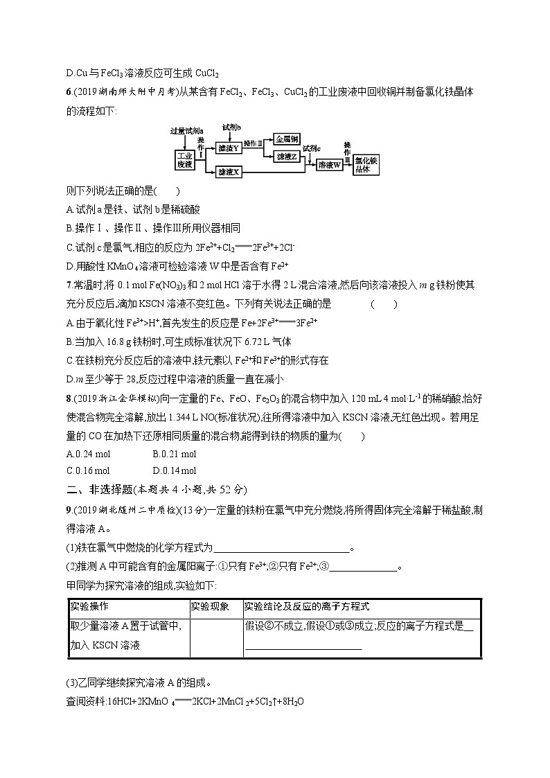 2020人教版高考化学大一轮复习课时训练8 铁及其重要化合物02