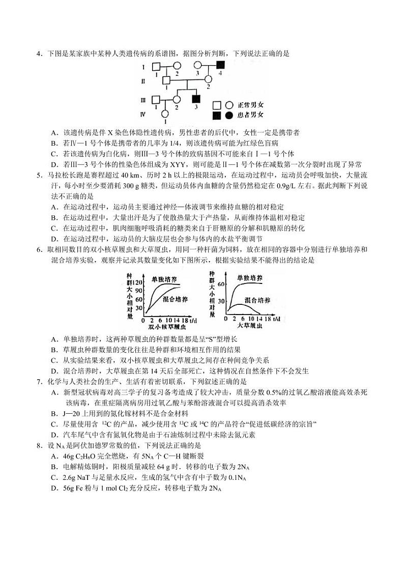 2020届湘赣皖长郡中学十五校第二次联考理科综合试题第2页