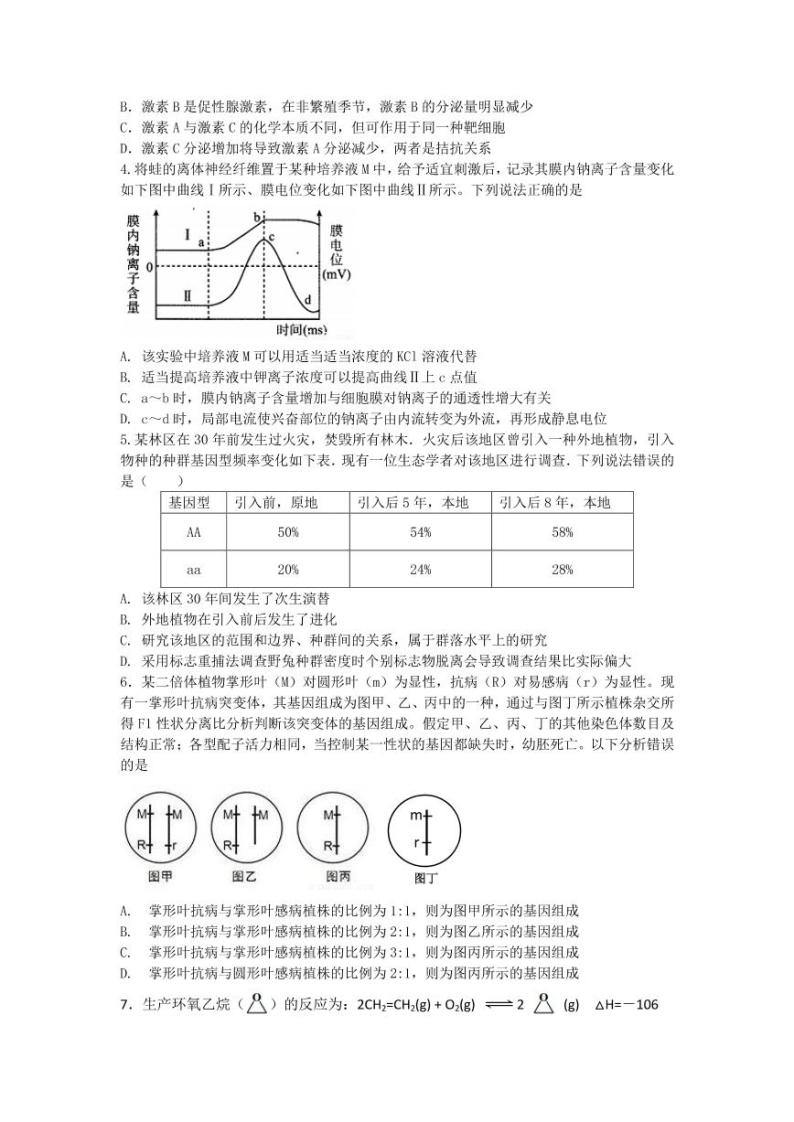 河南省实验中学2020高三年级二测模拟测试二理综含解析02