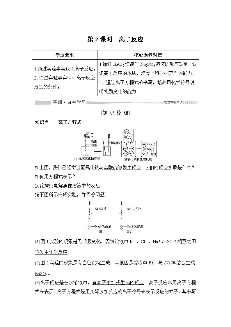 第1章 第二節(jié) 離子反應(yīng)——第2課時 離子反應(yīng) 教案第1頁