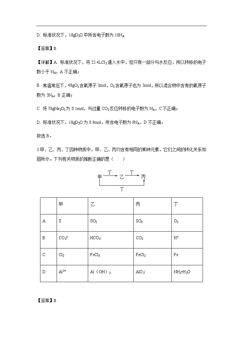 安徽省蚌埠市田家炳中学、五中2020届高三上学期期中考试化学(解析版)02