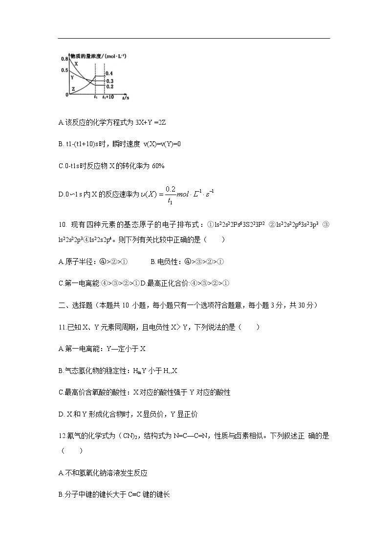 河南省洛阳市2019-2020学年高二上学期期末考试化学试题化学03