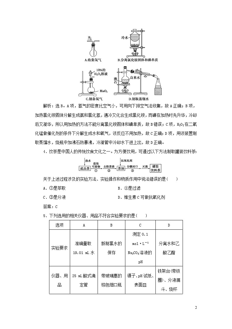 2020高考化学二轮复习专题十二化学实验基础与综合实验探究专题强化训练第2页