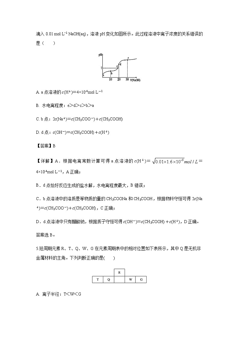 黑龙江省鹤岗市第一中学2020届高三12月月考化学(解析版) 试卷03