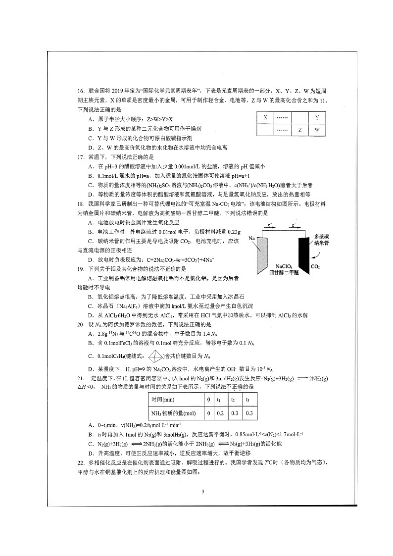 浙江省杭州第二中学2020届高三6月仿真模拟考试化学试题03