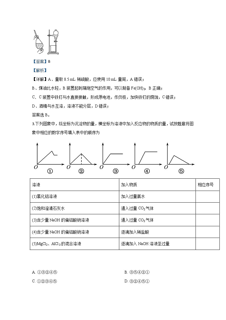 新疆博尔塔拉蒙古自治州第五师高级中学2020届高三上学期月考化学试题02