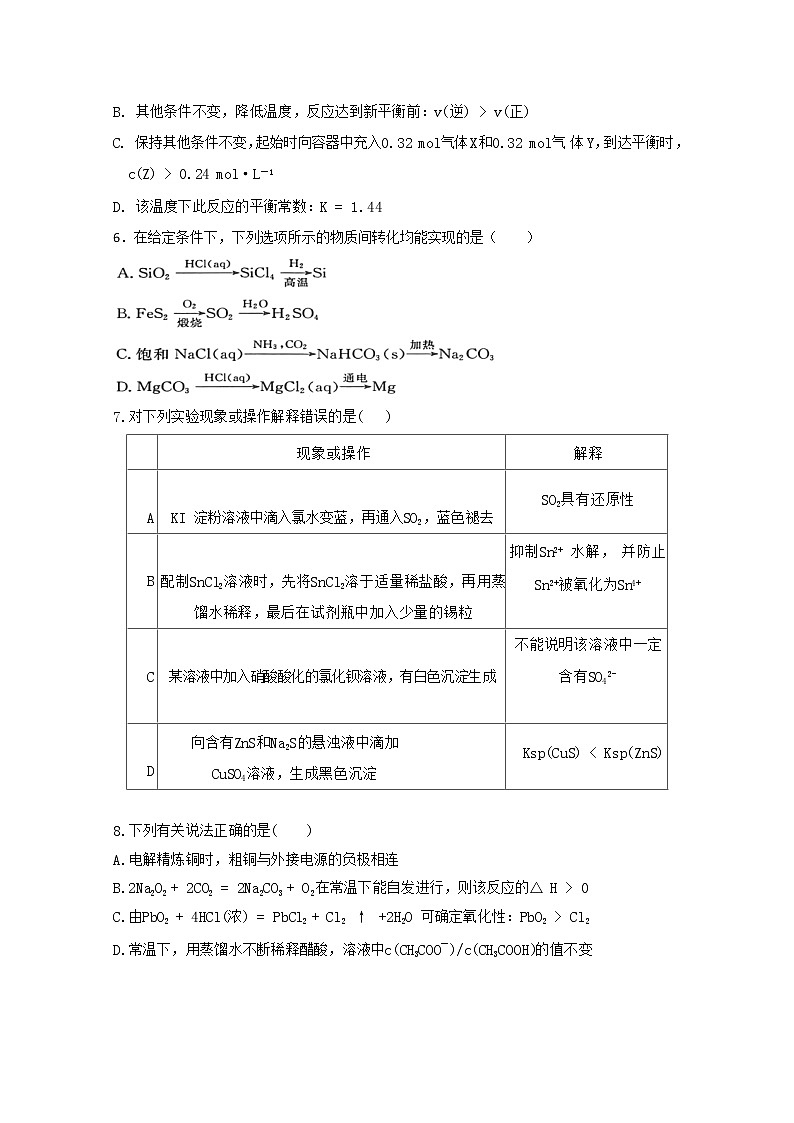江西省临川二中临川二中实验学校2020届高三上学期第三次月考化学试题02