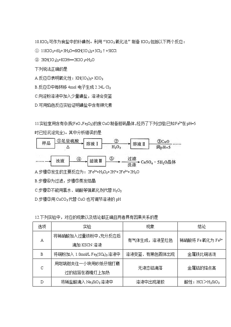 广东省华南师范大学附属中学2020届高三上学期月考(二)化学试题第2页