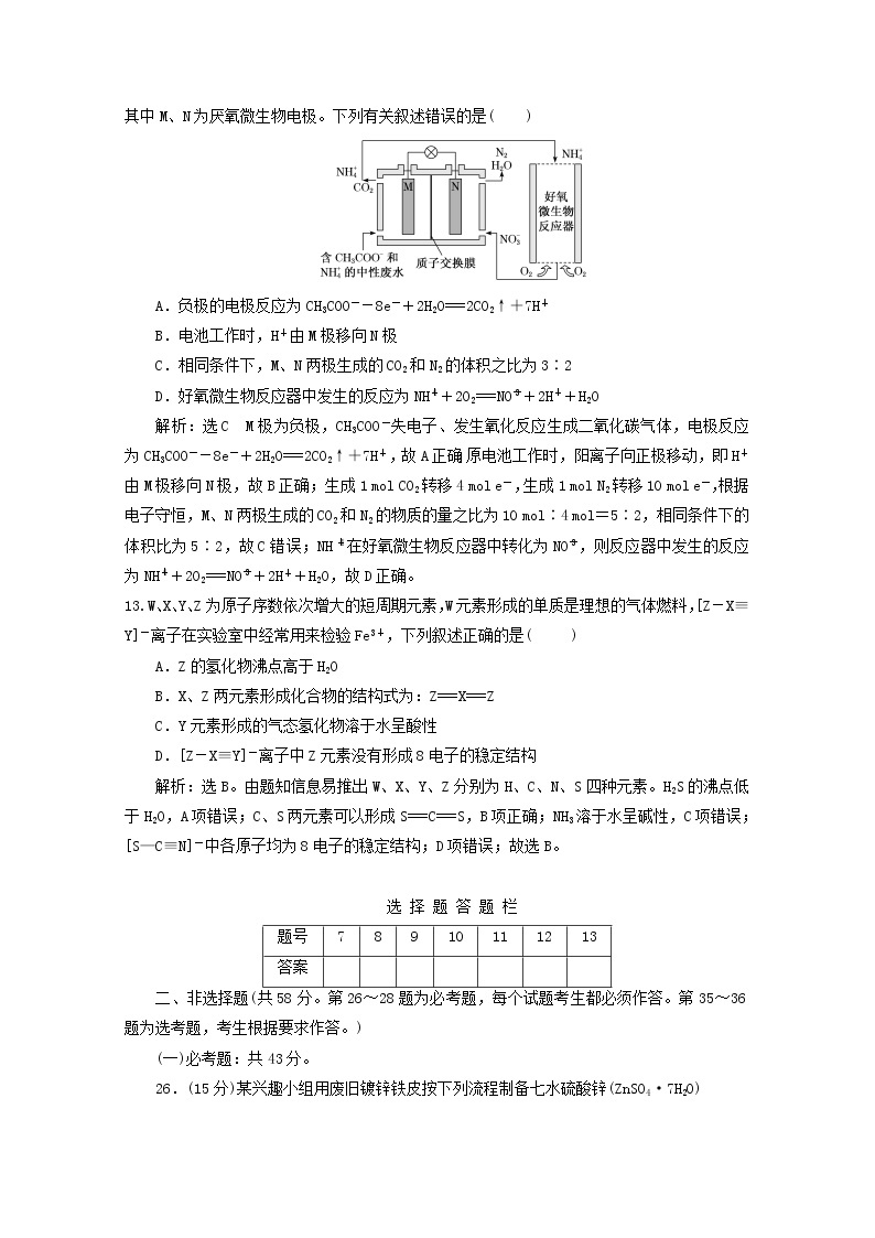 广东省清远市方圆培训学校2020届高三化学模拟试题精练（三）03