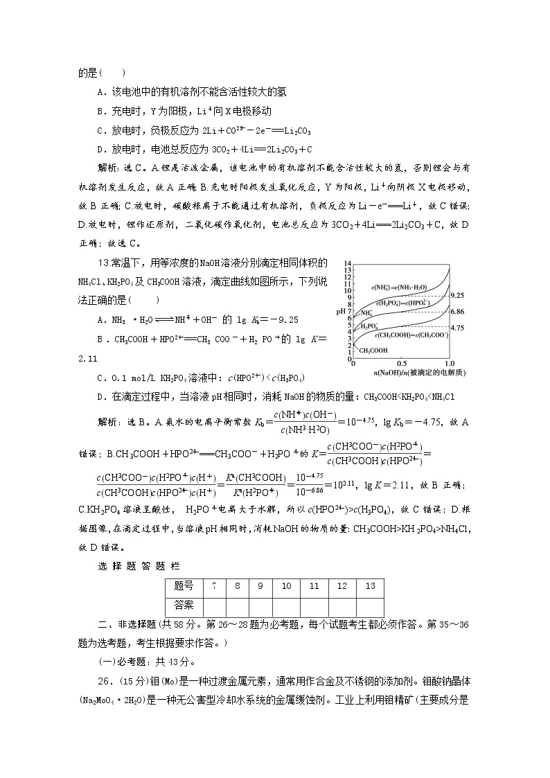 广东省清远市方圆培训学校2020届高三化学模拟试题精练（五）03