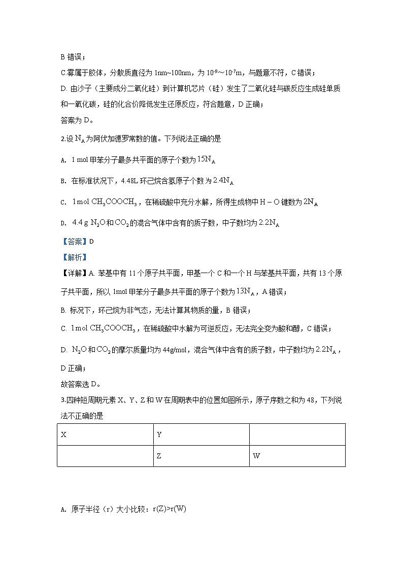 北京市昌平区新学道临川学校2020届高三上学期期末考试化学试题02